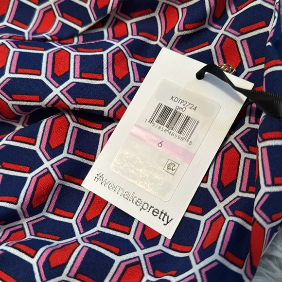 Kenzie red and blue geometric patterned dress - Picture 4 of 4